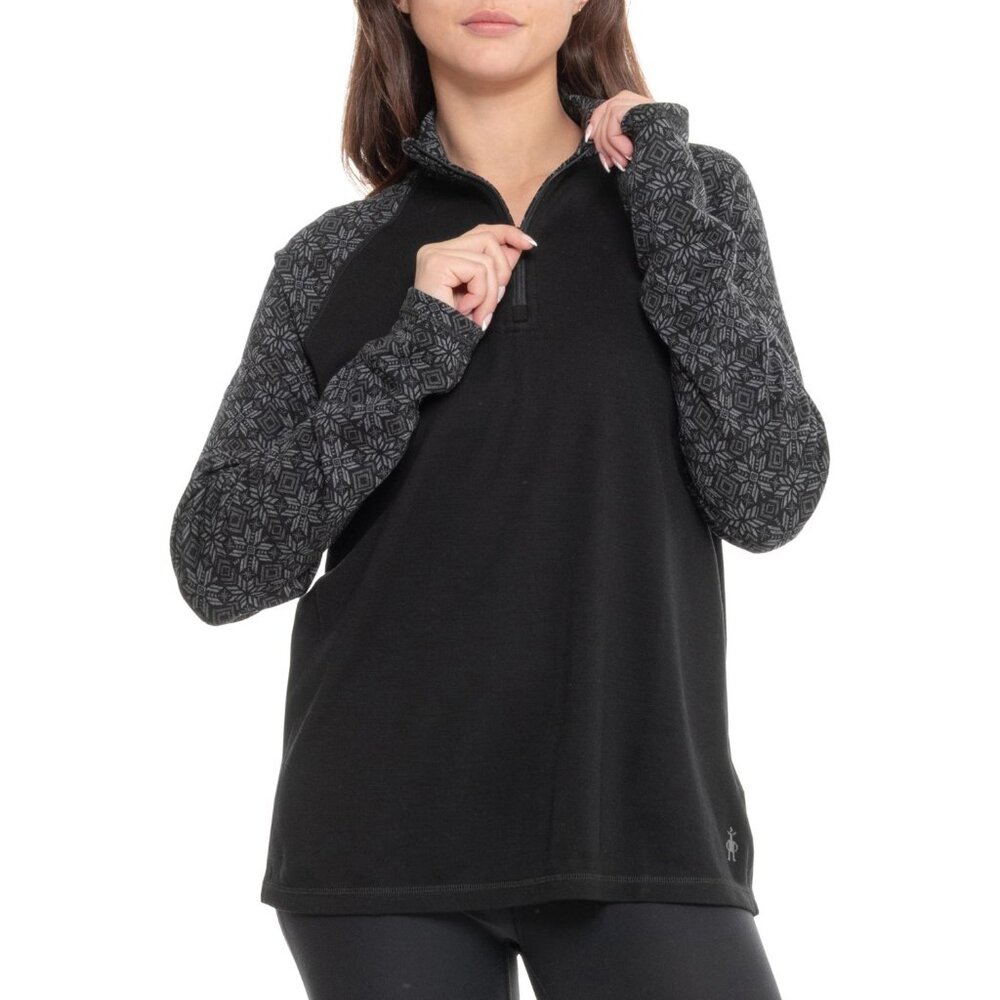 SmartWool Women's Classic Thermal Base Layer Top Merino Wool 1/4 Zip Digi Snow